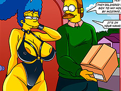 He opens the package and finds various sadomasochistic items - The Simptoons, Sadomasochistic Package by welcomix (tufos)