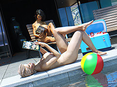 Slim and fit lesbians enjoy a marvelous time in the pool - Hot summer by LCKX (Looks can kill)