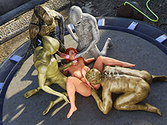 What a cute creature and I want to fuck you in all the holes - First contact 11 Alien Gangbang by Golden Master