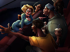 Got you on yer knees, runnin those pretty lips on dis black meat - Noise at the movies by Karen