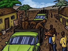 Covered with animal skins of zebra and lion - Adoption of my daughters and I into the tribe by Illustrated interracial