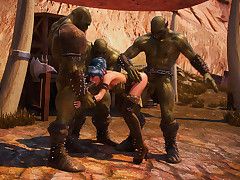Three grotesque orcs want to have some down in the mouth sport with the brush - Lycan manor  apart from 3D Heaping up
