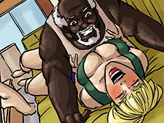 Pushing the white woman on to her back - Whiskey mirror by Illustrated interracial